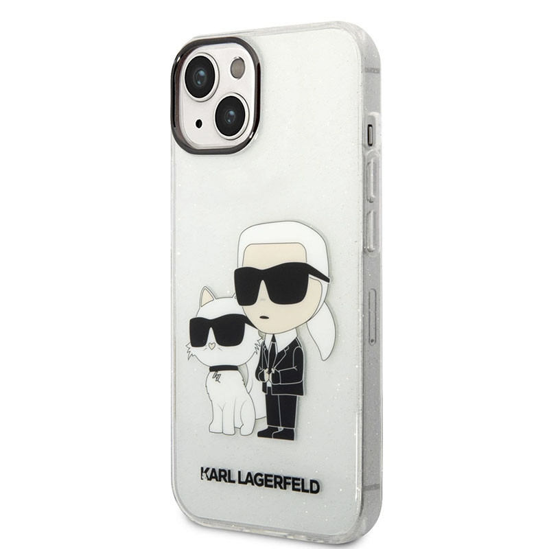 Etui Do iPhone 14 Plus Karl Lagerfeld Iml Glitter NFT Karl & Choupette Przezroczysty