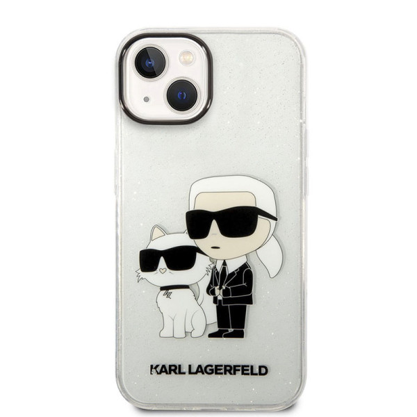 Etui Do iPhone 14 Plus Karl Lagerfeld Iml Glitter NFT Karl & Choupette Przezroczysty