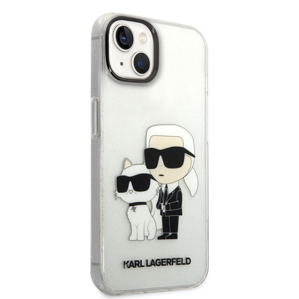 Etui Do iPhone 14 Plus Karl Lagerfeld Iml Glitter NFT Karl & Choupette Przezroczysty