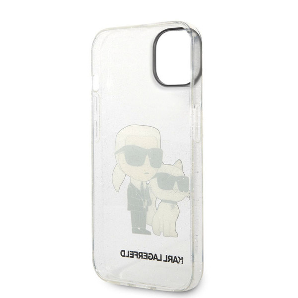 Etui Do iPhone 14 Plus Karl Lagerfeld Iml Glitter NFT Karl & Choupette Przezroczysty