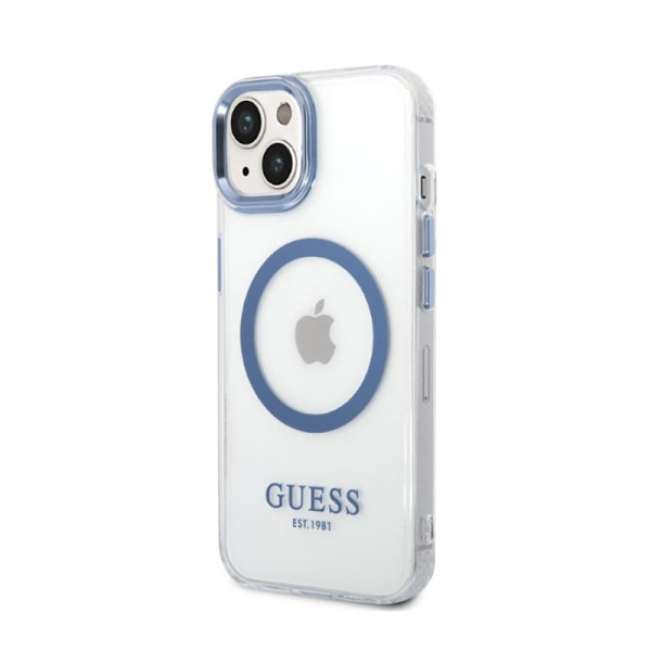Etui Do iPhone 14 Plus Guess Metal Outline MagSafe Przezroczysty