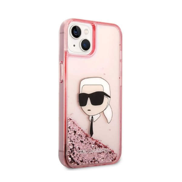 Etui Do iPhone 14 Plus Karl Lagerfeld Liquid Glitter NFT Karl'S Head Różowy