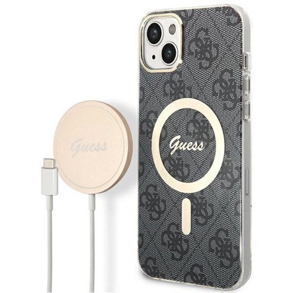 Zestaw Etui + Ładowarka MagSafe Do iPhone 14 Plus Guess Bundle Pack MagSafe 4G Czarny