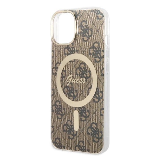 Zestaw Etui + Ładowarka MagSafe Do iPhone 14 Plus Guess Bundle Pack MagSafe 4G Brązowy