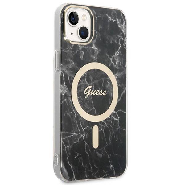 Zestaw Etui + Ładowarka MagSafe Do iPhone 14 Plus Guess Bundle Pack MagSafe Iml Marble Czarny