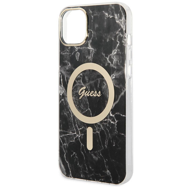 Zestaw Etui + Ładowarka MagSafe Do iPhone 14 Plus Guess Bundle Pack MagSafe Iml Marble Czarny