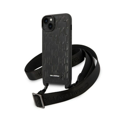 Etui Do iPhone 14 Plus Karl Lagerfeld Monogram Plaque Logo Strap Czarny