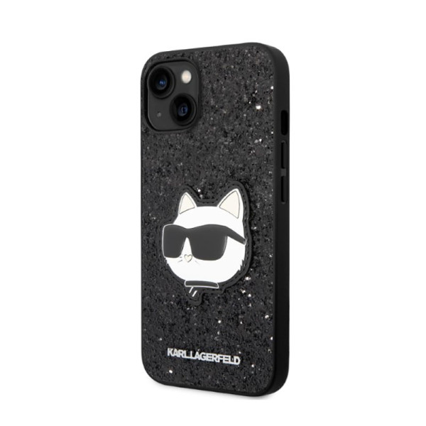 Etui Do iPhone 14 Plus Karl Lagerfeld NFT Glitter Choupette Patch Czarny