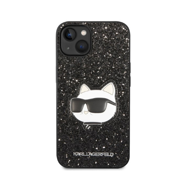 Etui Do iPhone 14 Plus Karl Lagerfeld NFT Glitter Choupette Patch Czarny