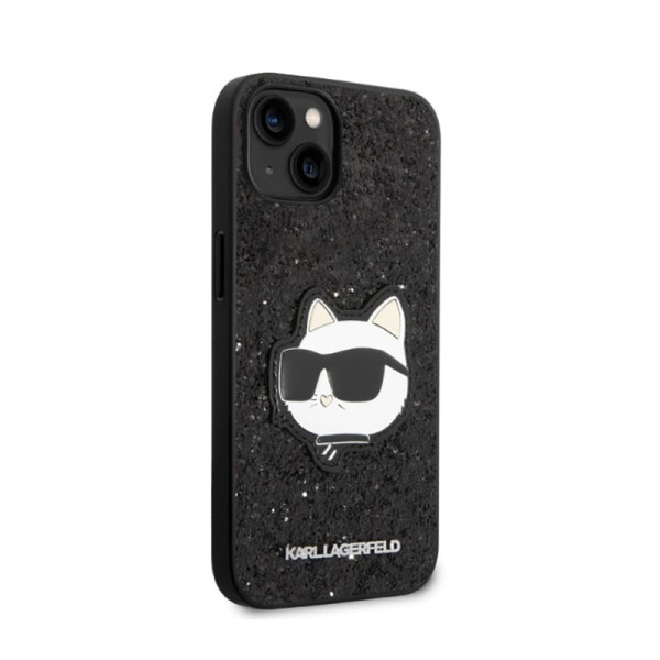 Etui Do iPhone 14 Plus Karl Lagerfeld NFT Glitter Choupette Patch Czarny