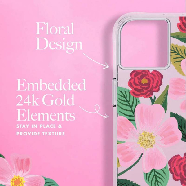 Etui Do iPhone 14 Plus Zdobione Złotem Rifle Paper Clear Przezroczysty