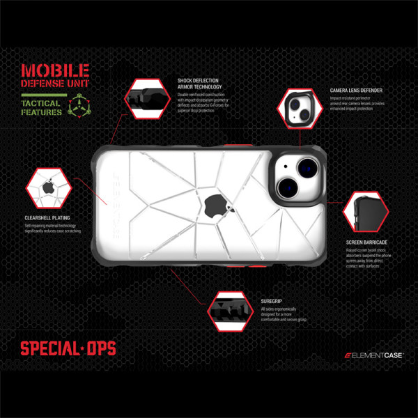 Etui Pancerne Do iPhone 14 ( Mil-Spec Drop Protection ) Element Case Special Ops X5 Przezroczysty