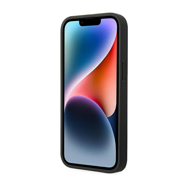 Etui Do iPhone 14 BMW Leather Carbon Blue Line Czarny