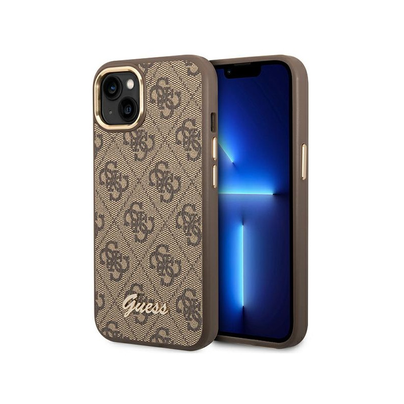 Etui Do iPhone 14 Guess 4G Metal Camera Outline Case Brązowy