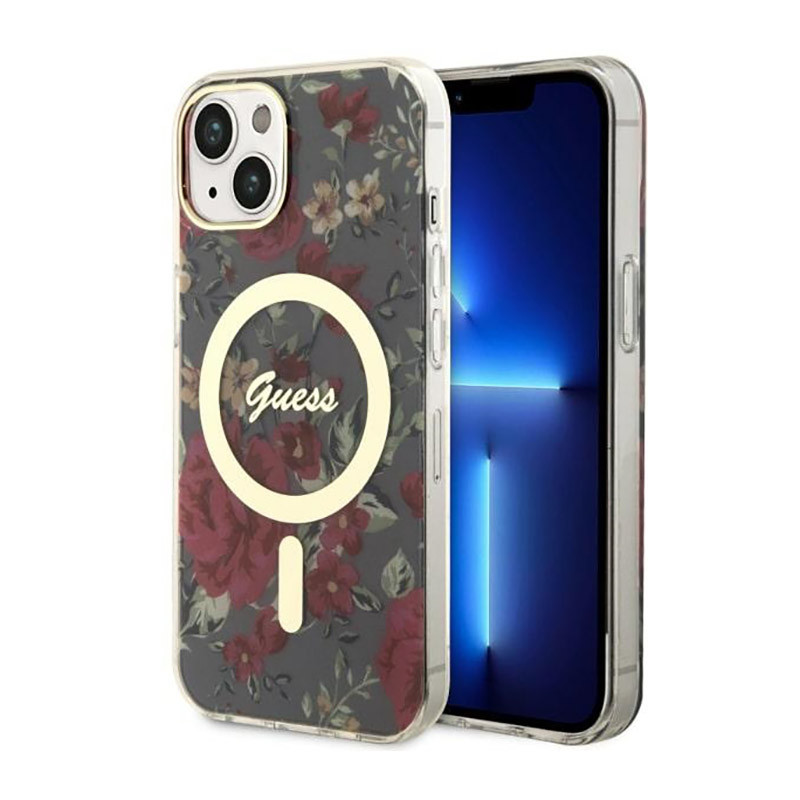Etui Do iPhone 14 Plus Guess Flower MagSafe Zielony