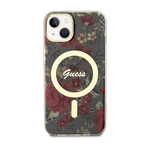Etui Do iPhone 14 Plus Guess Flower MagSafe Zielony