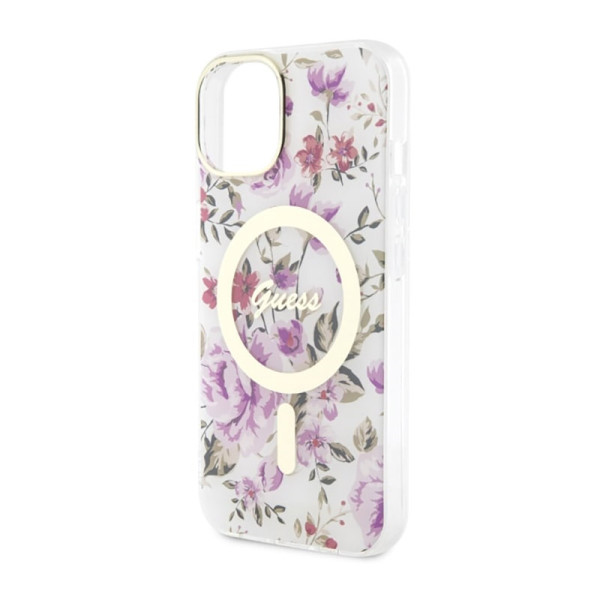 Etui Do iPhone 14 Plus Guess Flower MagSafe Przezroczysty