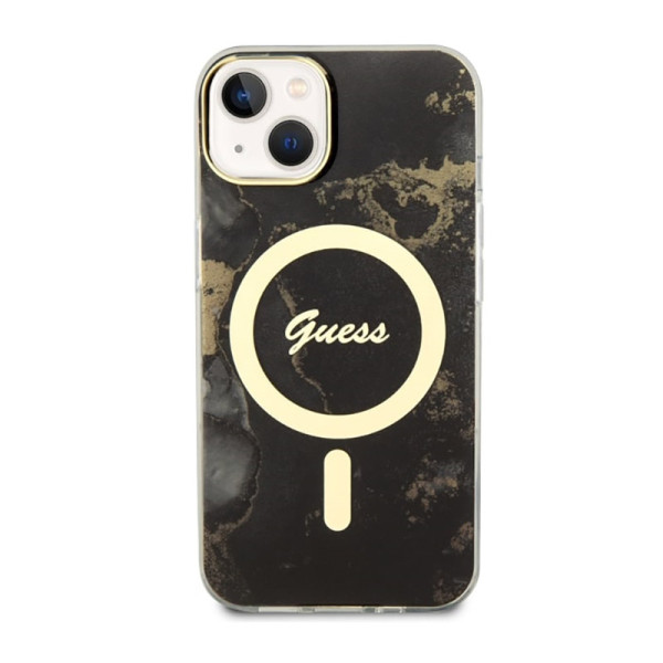Etui Do iPhone 14 Plus Guess Golden Marble MagSafe Czarny