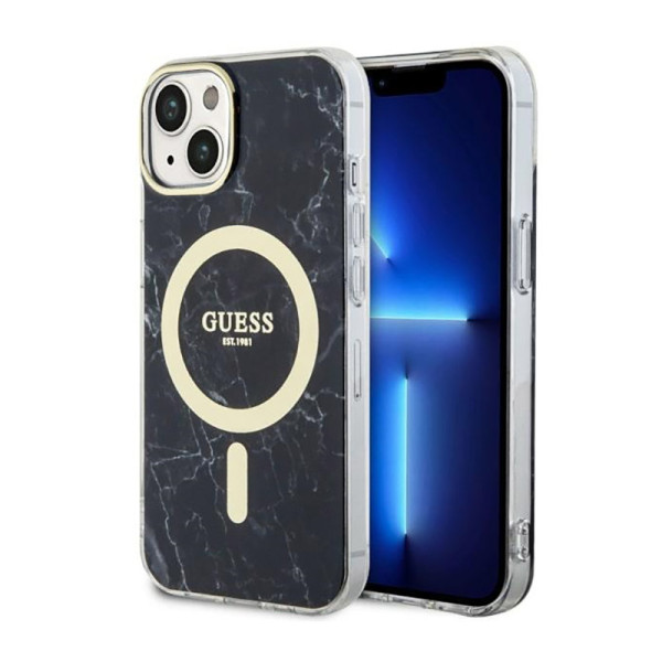 Etui Do iPhone 14 Plus Guess Marble MagSafe Czarny