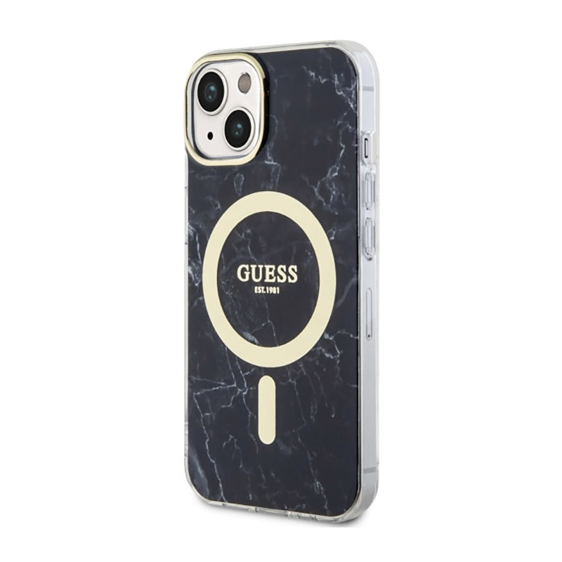 Etui Do iPhone 14 Plus Guess Marble MagSafe Czarny
