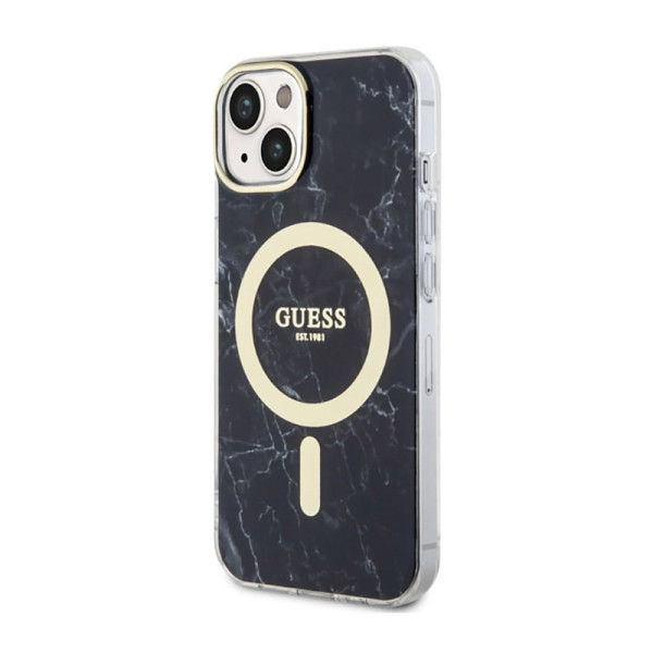 Etui Do iPhone 14 Plus Guess Marble MagSafe Czarny
