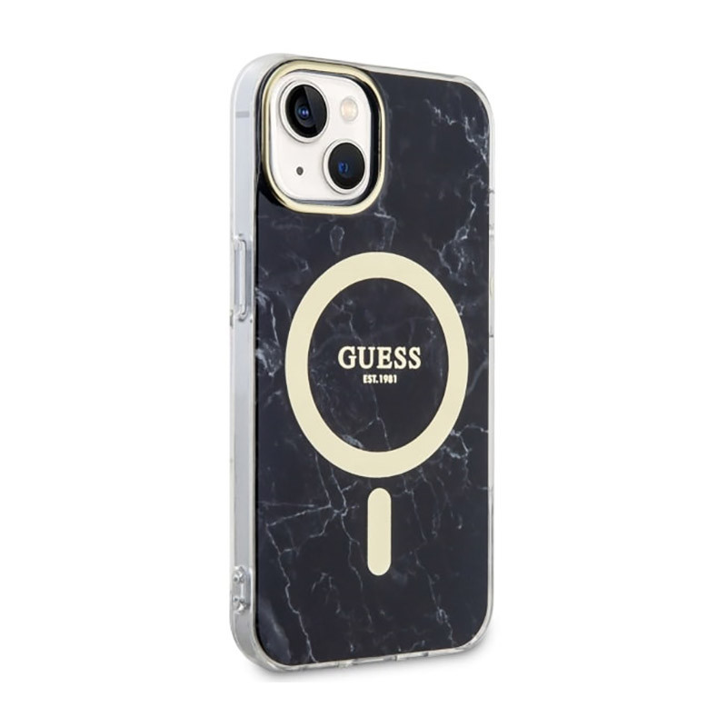 Etui Do iPhone 14 Plus Guess Marble MagSafe Czarny