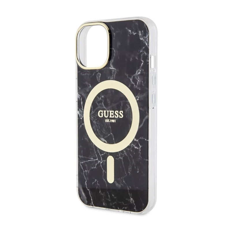 Etui Do iPhone 14 Plus Guess Marble MagSafe Czarny