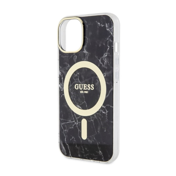 Etui Do iPhone 14 Plus Guess Marble MagSafe Czarny