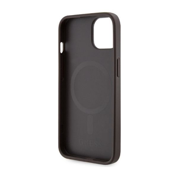 Etui Do iPhone 14 Plus Guess 4G Printed Stripes MagSafe Brązowy