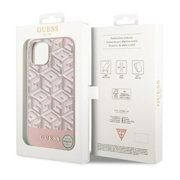 Etui Do iPhone 14 Plus Guess Gcube Stripes MagSafe Różowy