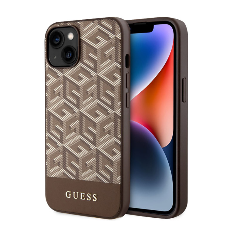 Etui Do iPhone 14 Plus Guess Gcube Stripes MagSafe Brązowy