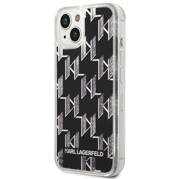 Etui Do iPhone 14 Karl Lagerfeld Monogram Liquid Glitter Czarny