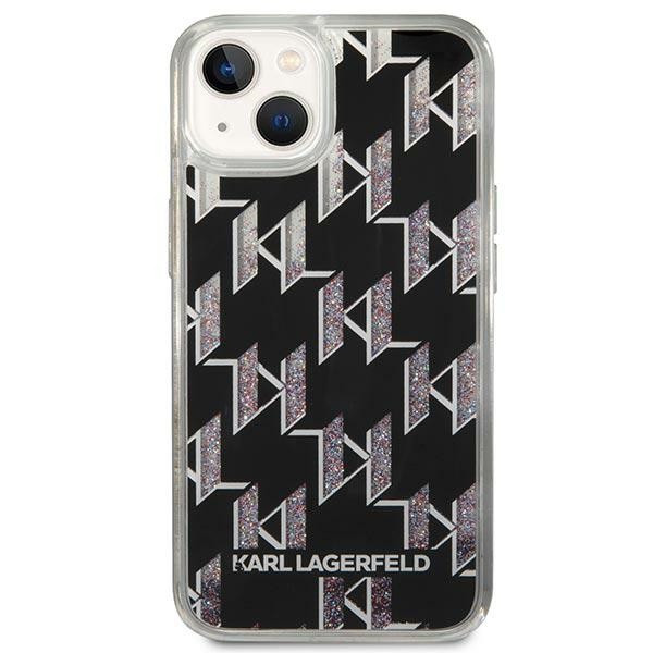 Etui Do iPhone 14 Karl Lagerfeld Monogram Liquid Glitter Czarny