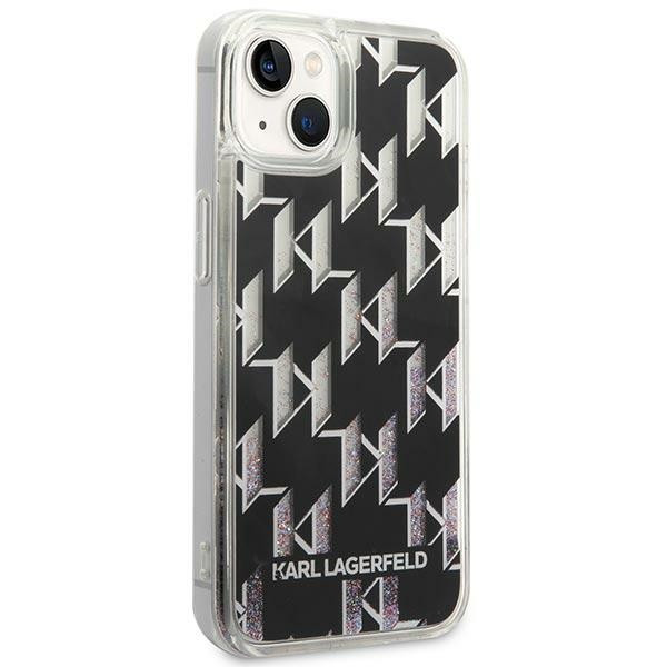 Etui Do iPhone 14 Karl Lagerfeld Monogram Liquid Glitter Czarny