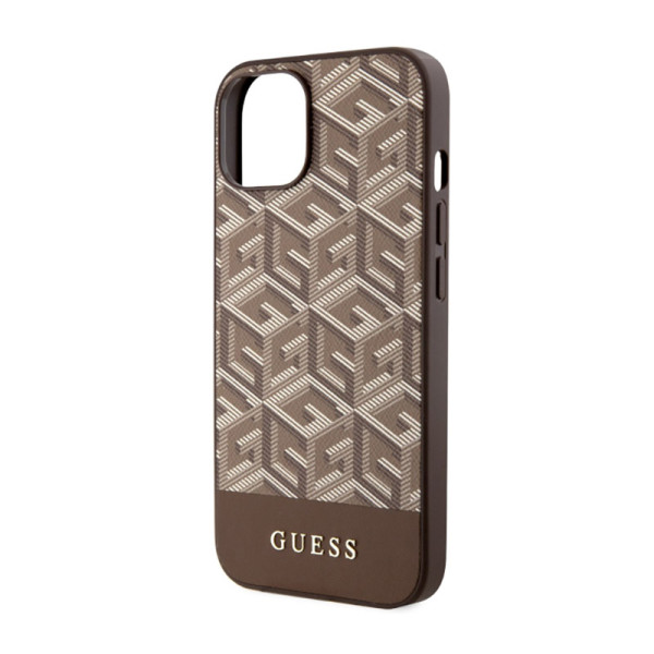 Etui Do iPhone 14 Plus Guess Gcube Stripes MagSafe Brązowy