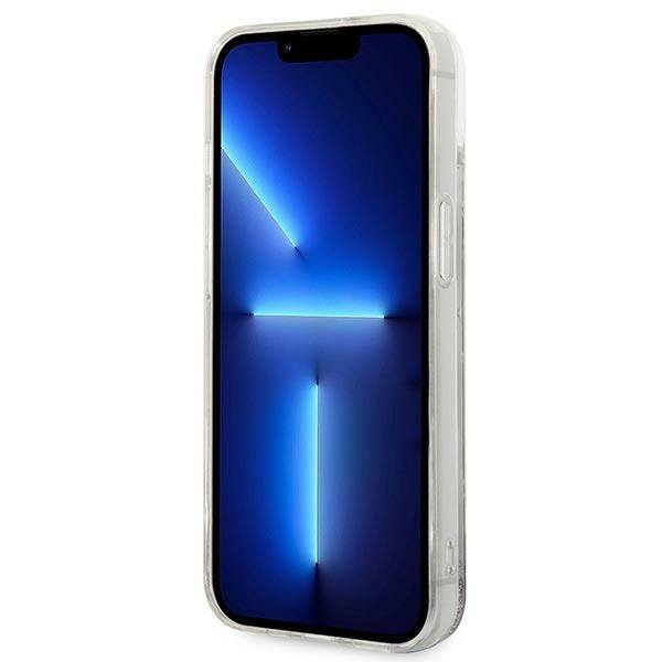 Etui Do iPhone 14 Karl Lagerfeld Monogram Liquid Glitter Srebrny