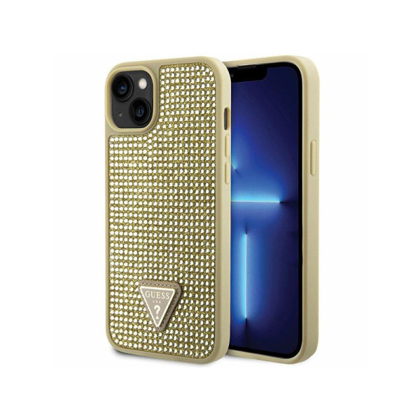 Etui Do iPhone 14 Plus Guess Rhinestone Triangle Złoty