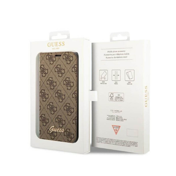 Etui Do iPhone 14 Guess 4G Metal Camera Outline Booktype Case Brązowy