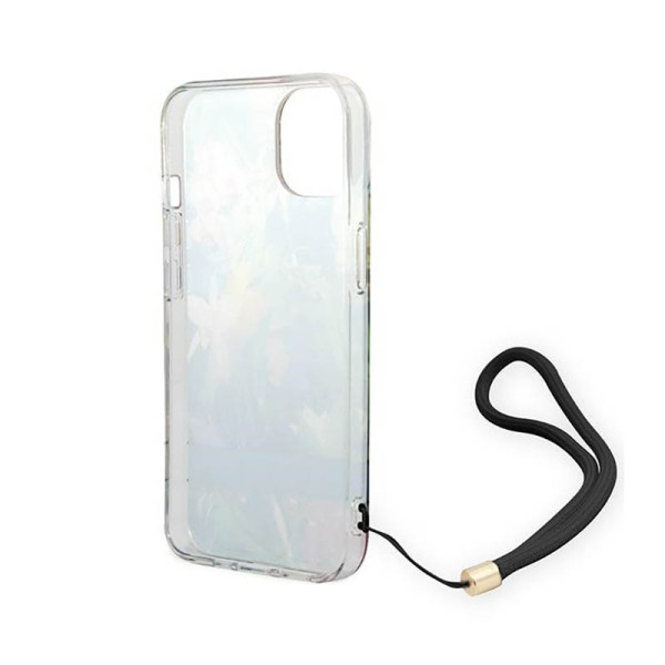 Etui Ze Smyczką Do iPhone 14 Guess Flower Cord Niebieski