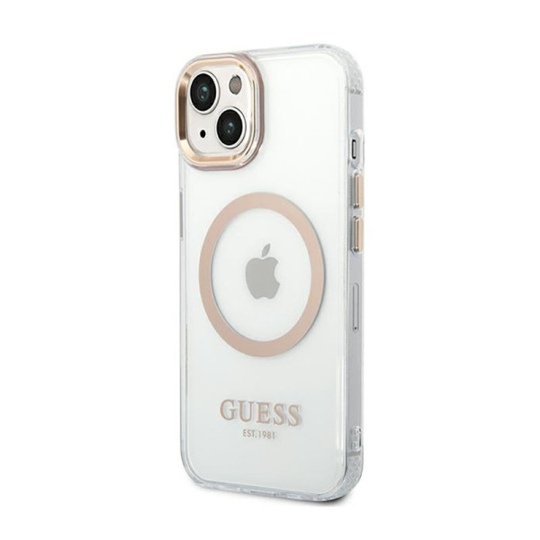 Etui Do iPhone 14 Guess Metal Outline MagSafe Przezroczysty