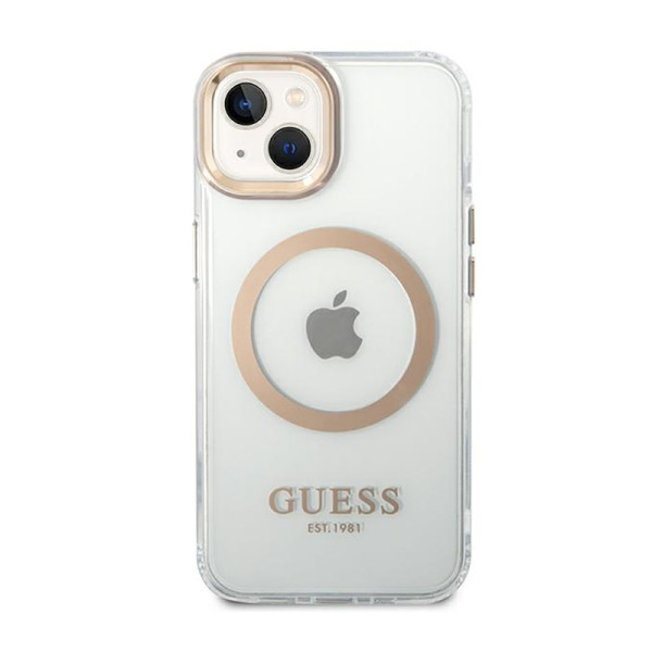 Etui Do iPhone 14 Guess Metal Outline MagSafe Przezroczysty