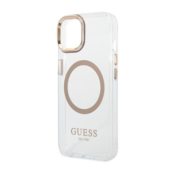 Etui Do iPhone 14 Guess Metal Outline MagSafe Przezroczysty