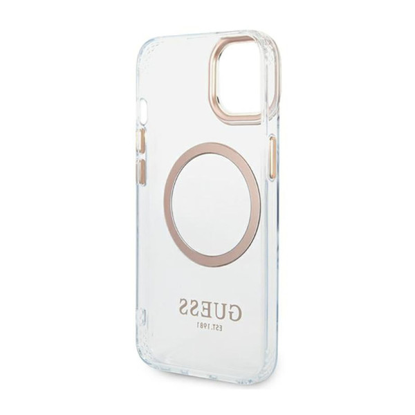 Etui Do iPhone 14 Guess Metal Outline MagSafe Przezroczysty