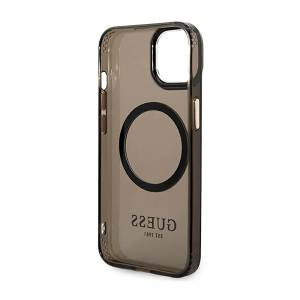 Etui Do iPhone 14 Guess Gold Outline Translucent MagSafe Czarny