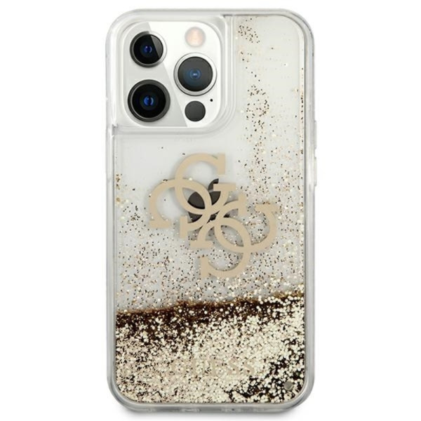 Etui Do iPhone 13 Pro Max Guess Liquid Glitter 4G Big Logo Złoty