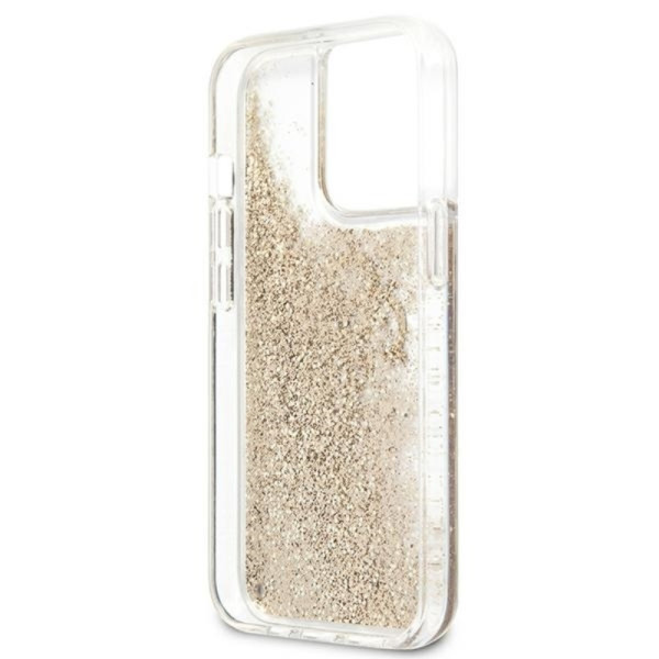 Etui Do iPhone 13 Pro Max Guess Liquid Glitter 4G Big Logo Złoty