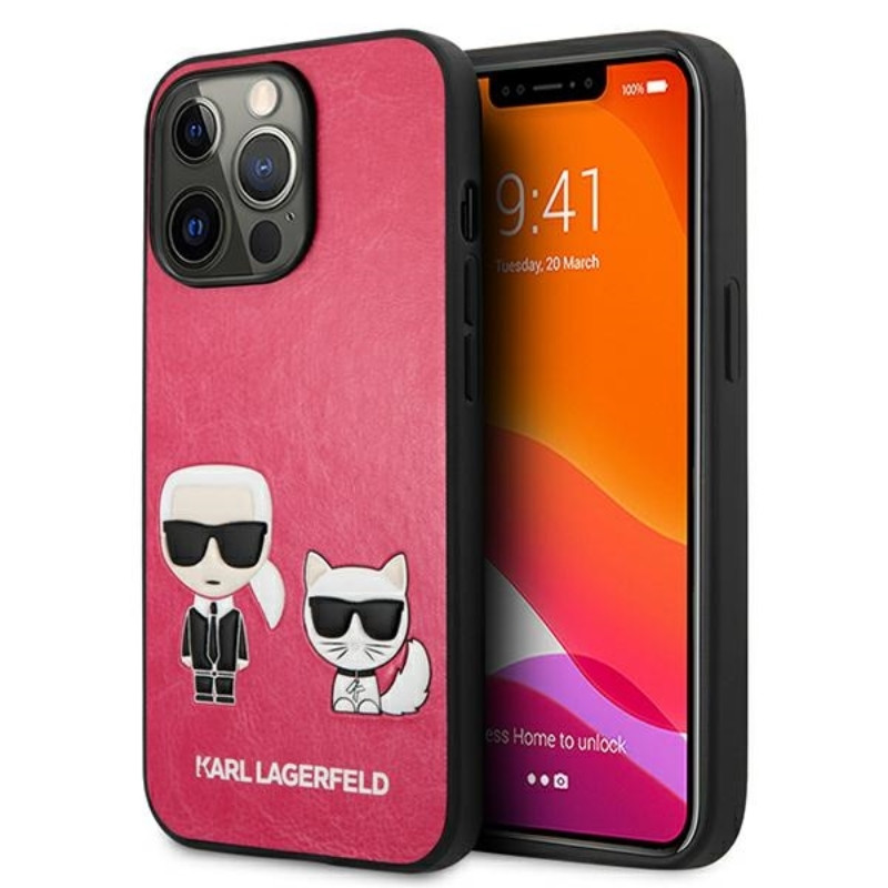 Etui Do iPhone 13 Pro Max Karl Lagerfeld Pu Leather Karl & Choupette Embossed Różowy