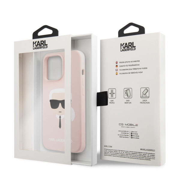Etui Do iPhone 13 Pro Max Karl Lagerfeld Silicone Ikonik Karl`S Head Różowy