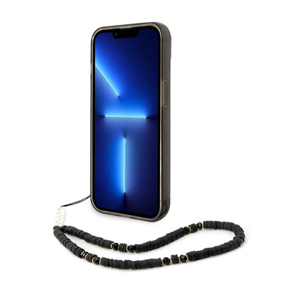 Etui Do iPhone 14 Guess Translucent Pearl Strap Czarny