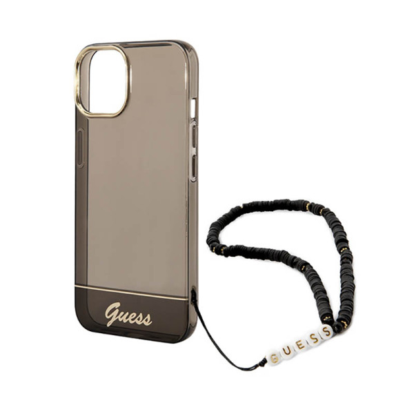 Etui Do iPhone 14 Guess Translucent Pearl Strap Czarny